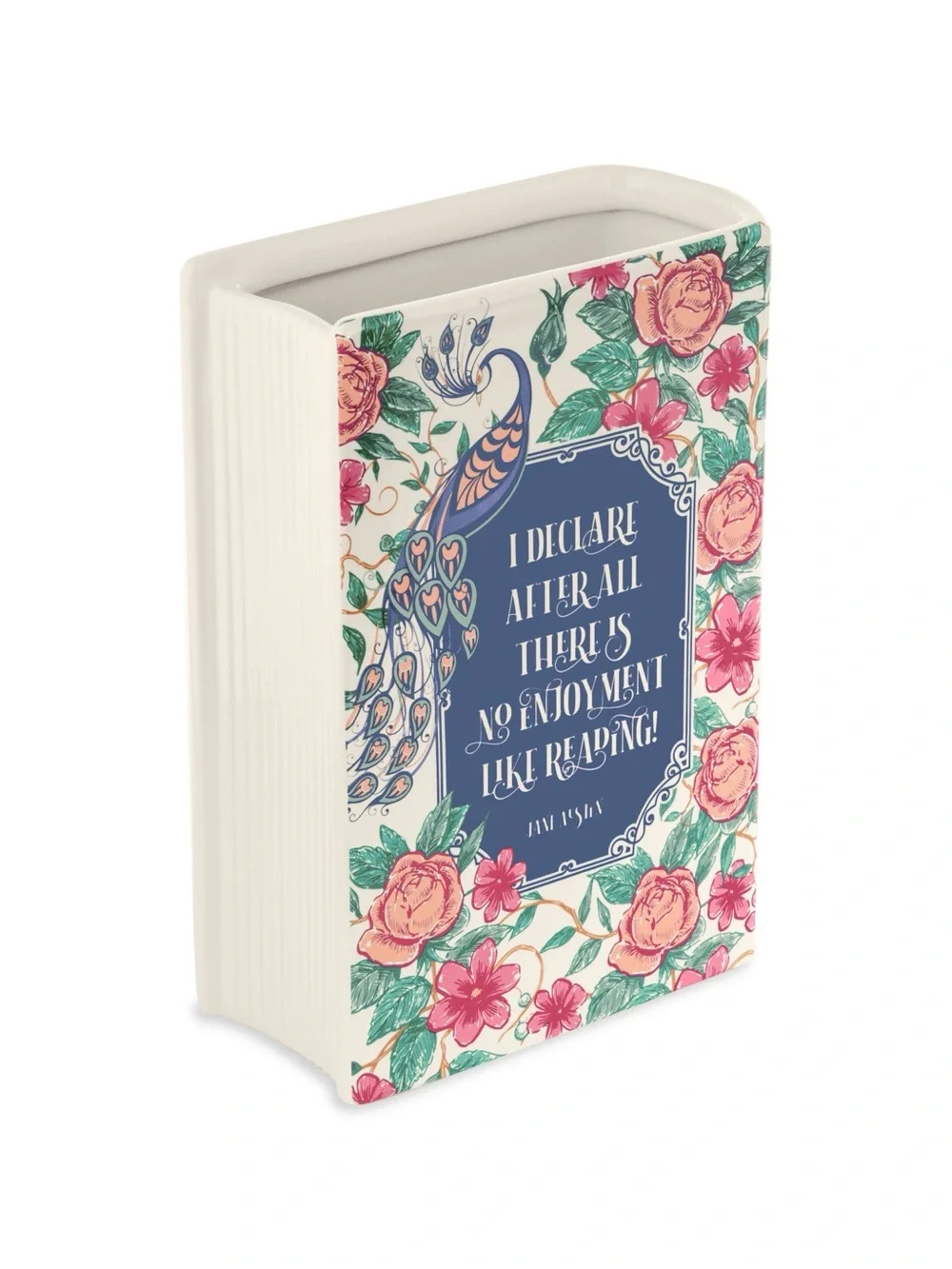 Steel Mill Pride & Prejudice Book Vase Jane Austen Floral Ceramic Decor NIB
